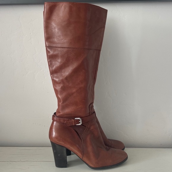 Marc Fisher Kevin's Leather Fashion‎ Knee-High Boots Brown Size 9 - Picture 1 of 6